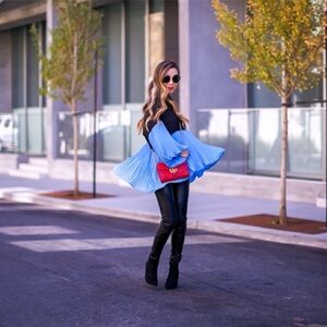 Lilith Paris NWT Bubble Pleated OS Flowy Top